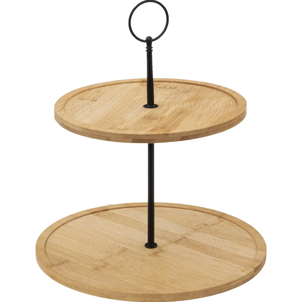 Plato de Servir de Bambú con 2 Niveles