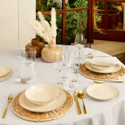 Plato Hondo Petit Salón Blanco con Borde Dorado