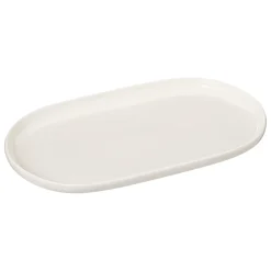 Plato Ovalado Nora Blanco De Porcelana 18x30cm