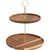 Plato para servir con 2 niveles de madera 28cm