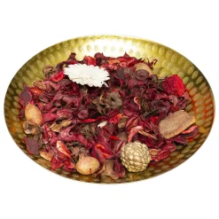 Popurrí De Frutos Rojos Con Plato Metálica Dorado