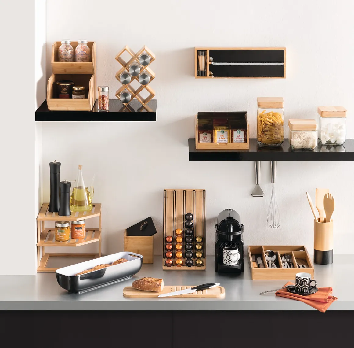 Portacápsulas para 40 pzas de bambú 18x29cm