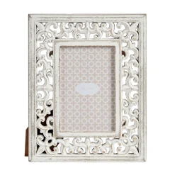Portarretrato Madera Tallada Blanca 10x15cm