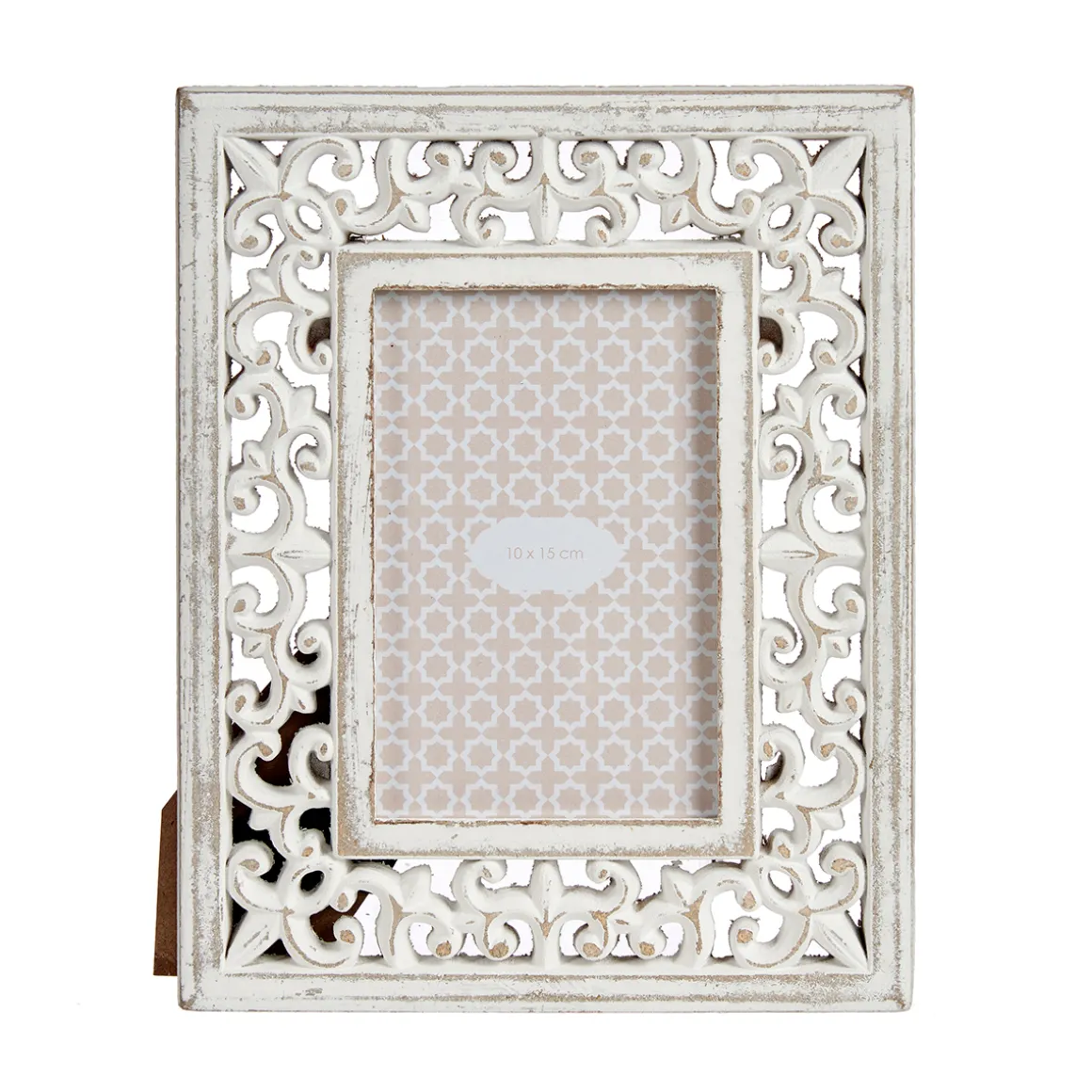 Portarretrato Madera Tallada Blanca 10x15cm