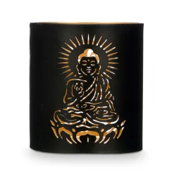Portavelas buda negro y dorado