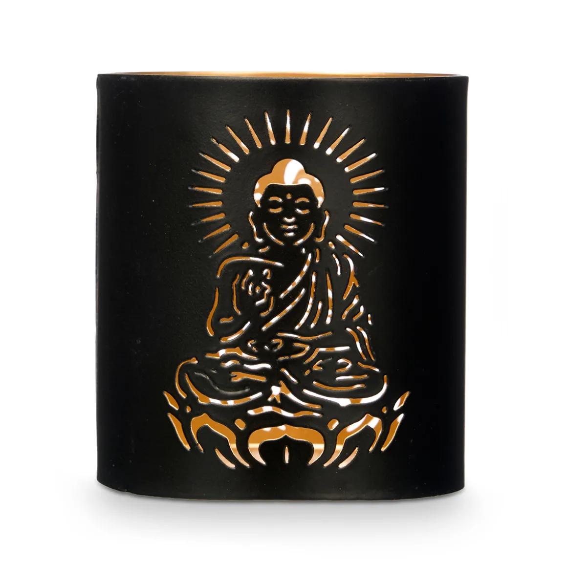 Portavelas buda negro y dorado