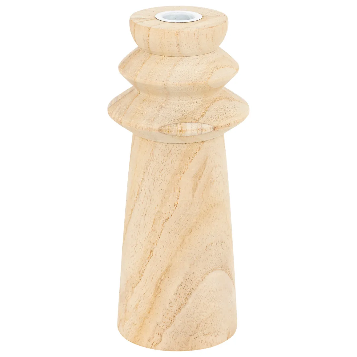 Portavelas De Madera Beige Uma 23.5cm