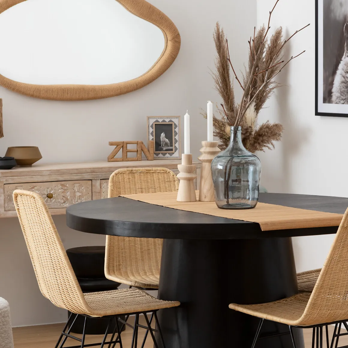 Portavelas De Madera Beige Uma 23.5cm