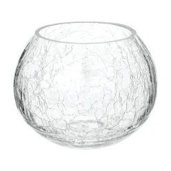 Portavelas De Vidrio Craquelado 12x9.5Cm
