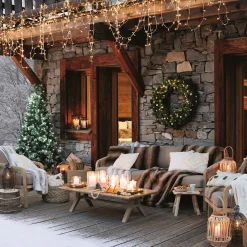 Portavelas Vidrio Base Madera 16x20Cm