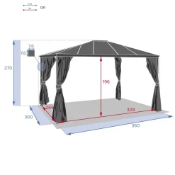 Pérgola BELIZE gris graphite 3x3,6m