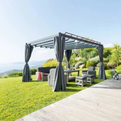 Pérgola BELIZE LATTES gris graphite 3x3,8m
