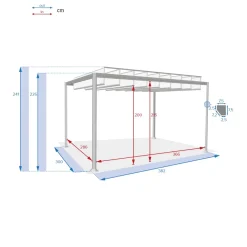 Pérgola BELIZE LATTES gris graphite 3x3,8m