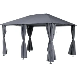 Pérgola SANTORINI gris ardósia con cortinas 3x4m