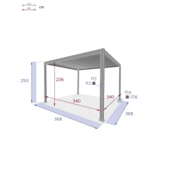 Pérgola ÉVORA gris graphite 3,6x3,6m