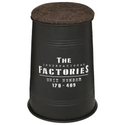 Puf De Metal Negro Factory 33.5x47Cm