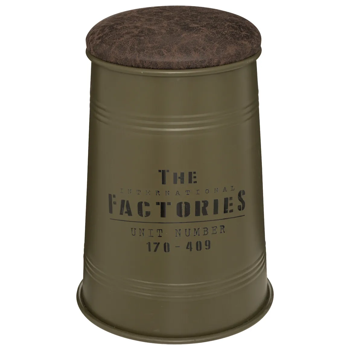 Puf JOÃO Verde Caqui de metal y mdf