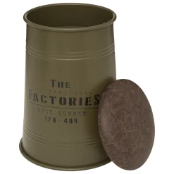 Puf JOÃO Verde Caqui de metal y mdf