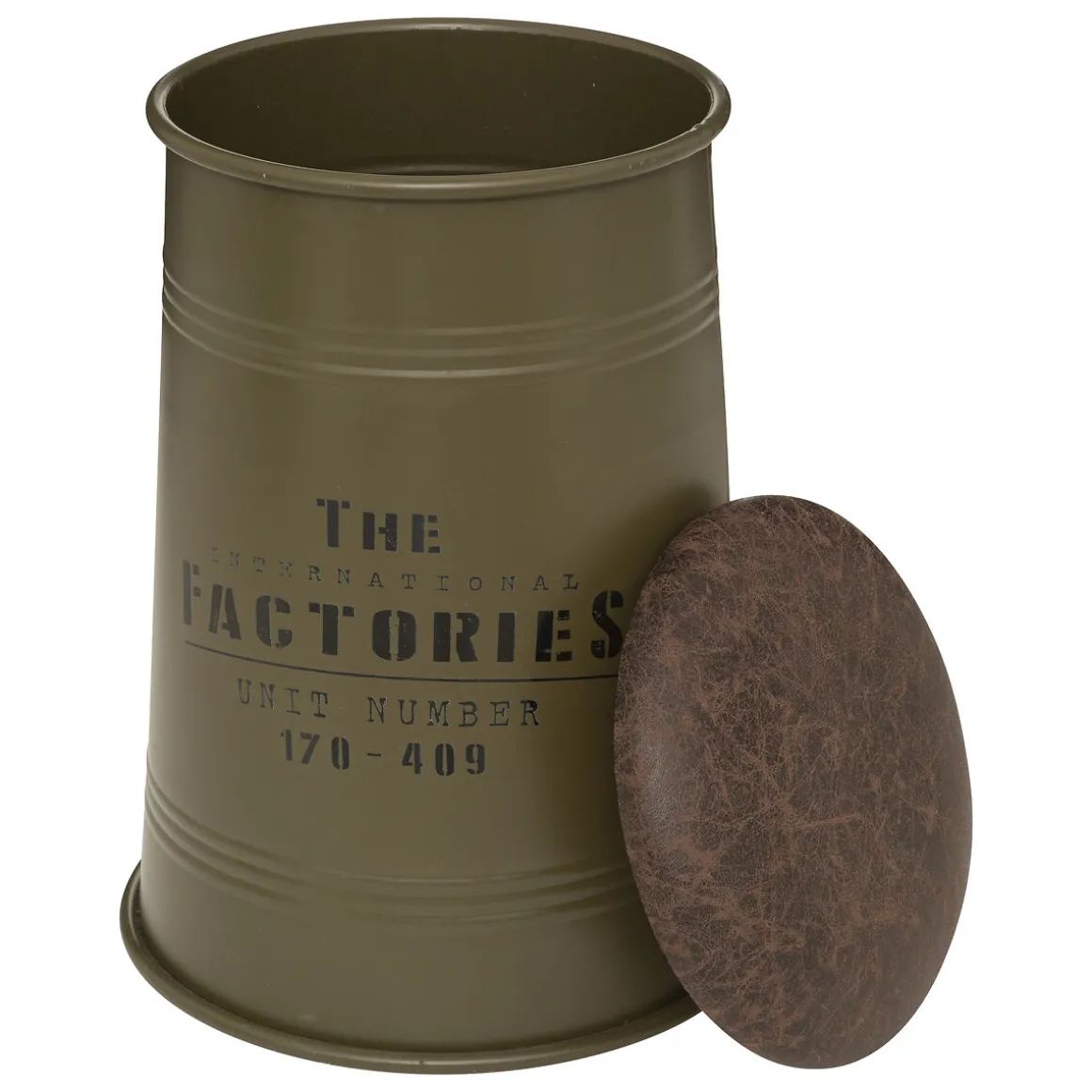 Puf JOÃO Verde Caqui de metal y mdf