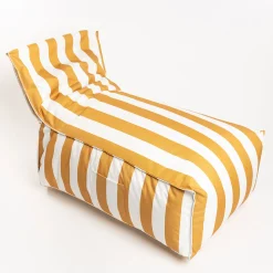 Puf sofa impermeable rayas blancas y amarillas