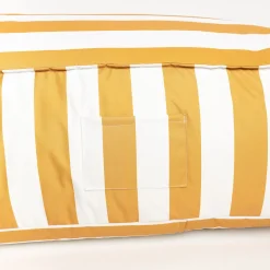 Puf sofa impermeable rayas blancas y amarillas