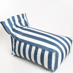 Puf sofa impermeable rayas blancas y azules