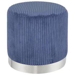 Puf SYLIA azul oscuro de terciopelo 38x38cm