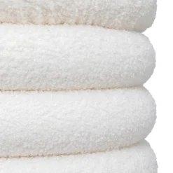 Puf tejido boucle blanco