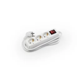 Regleta eléctrica blanca 3 enchufes c/interruptor