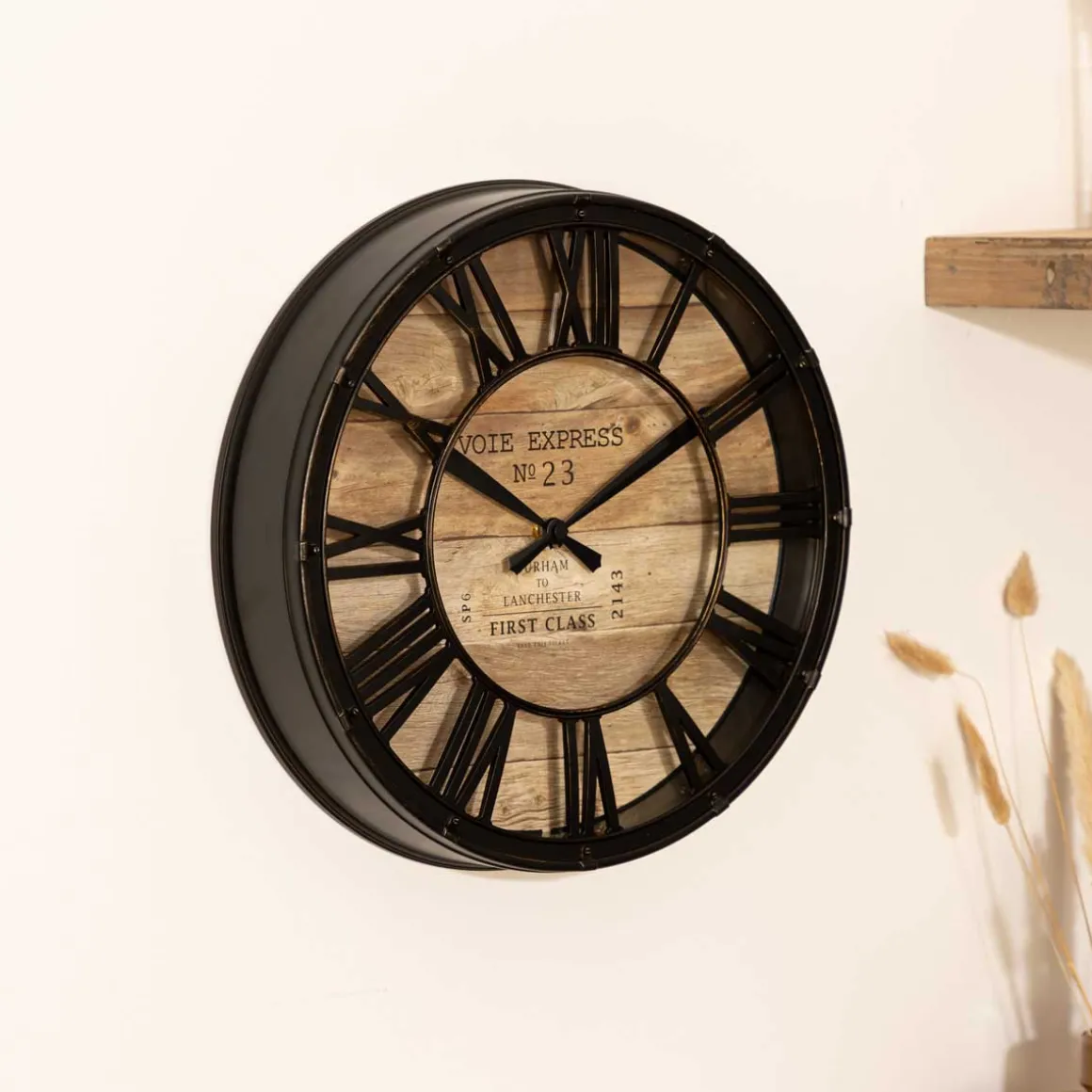 Reloj De Pared Vintage Marrón 39Cm