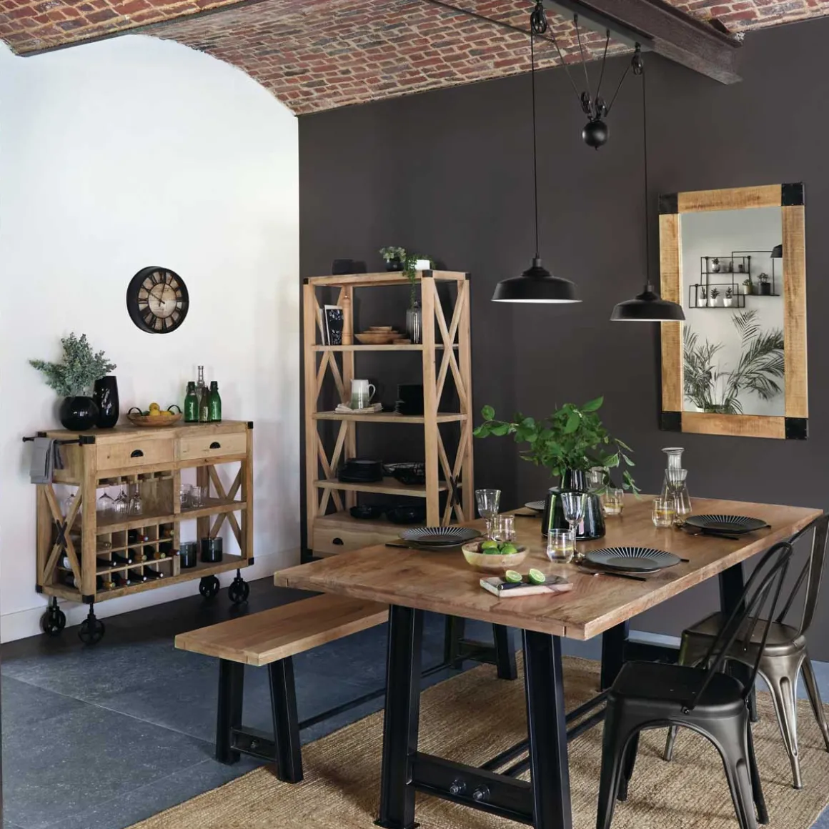 Reloj De Pared Vintage Marrón Metal 21Cm