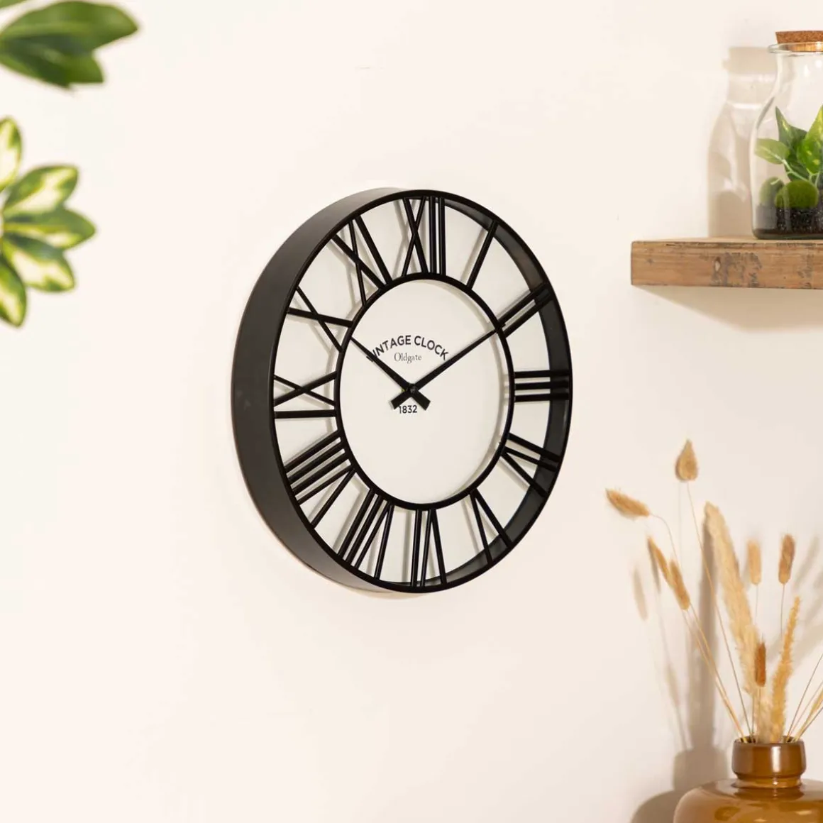 Reloj De Pared Vintage Negro 35Cm