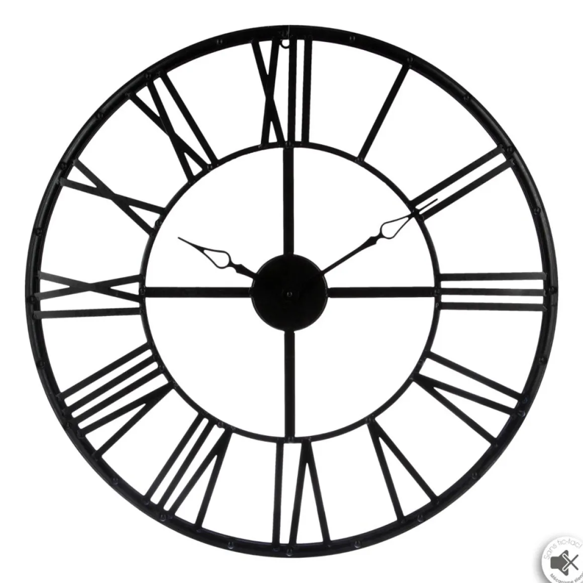 Reloj De Pared Vintage Negro Metal 70Cm