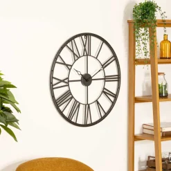 Reloj De Pared Vintage Negro Metal 70Cm
