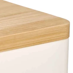 Salero beige con tapa de bambú
