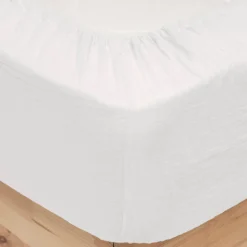 Sábana ajustable FLORA de algodón blanco 140x190cm