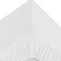 Sábana bajera blanca ajustable de algodón percal