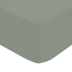 Sábana bajera verde ajustable de algodón percal