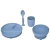 Set 4 Piezas Vajilla Infantil Azul De Silicona