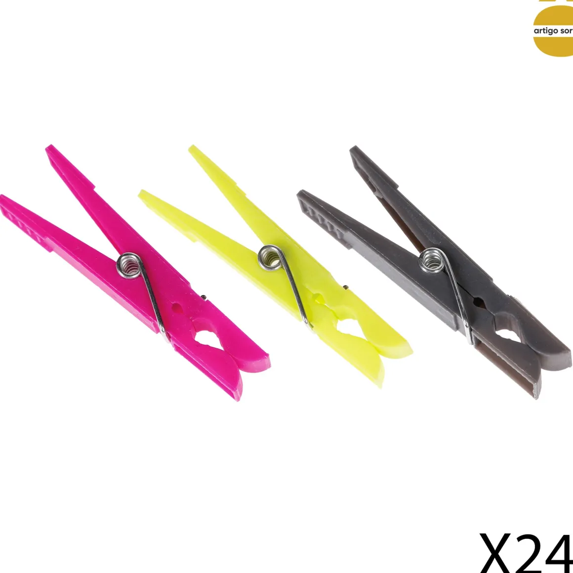 Set 24 Pinzas Coloridas P/Ropa Plast.