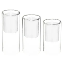 Set 3 velas led con portavelas de vidrio