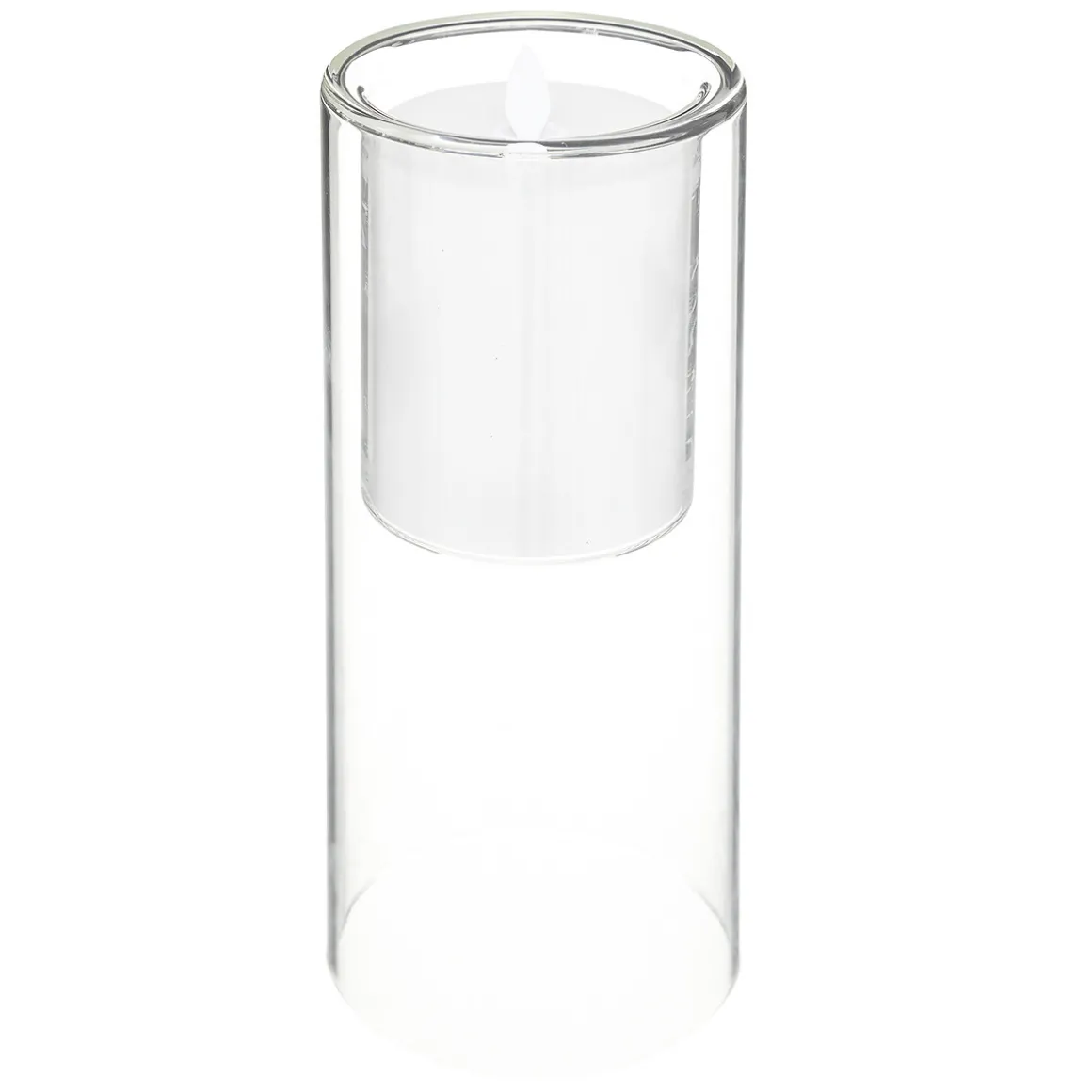 Set 3 velas led con portavelas de vidrio