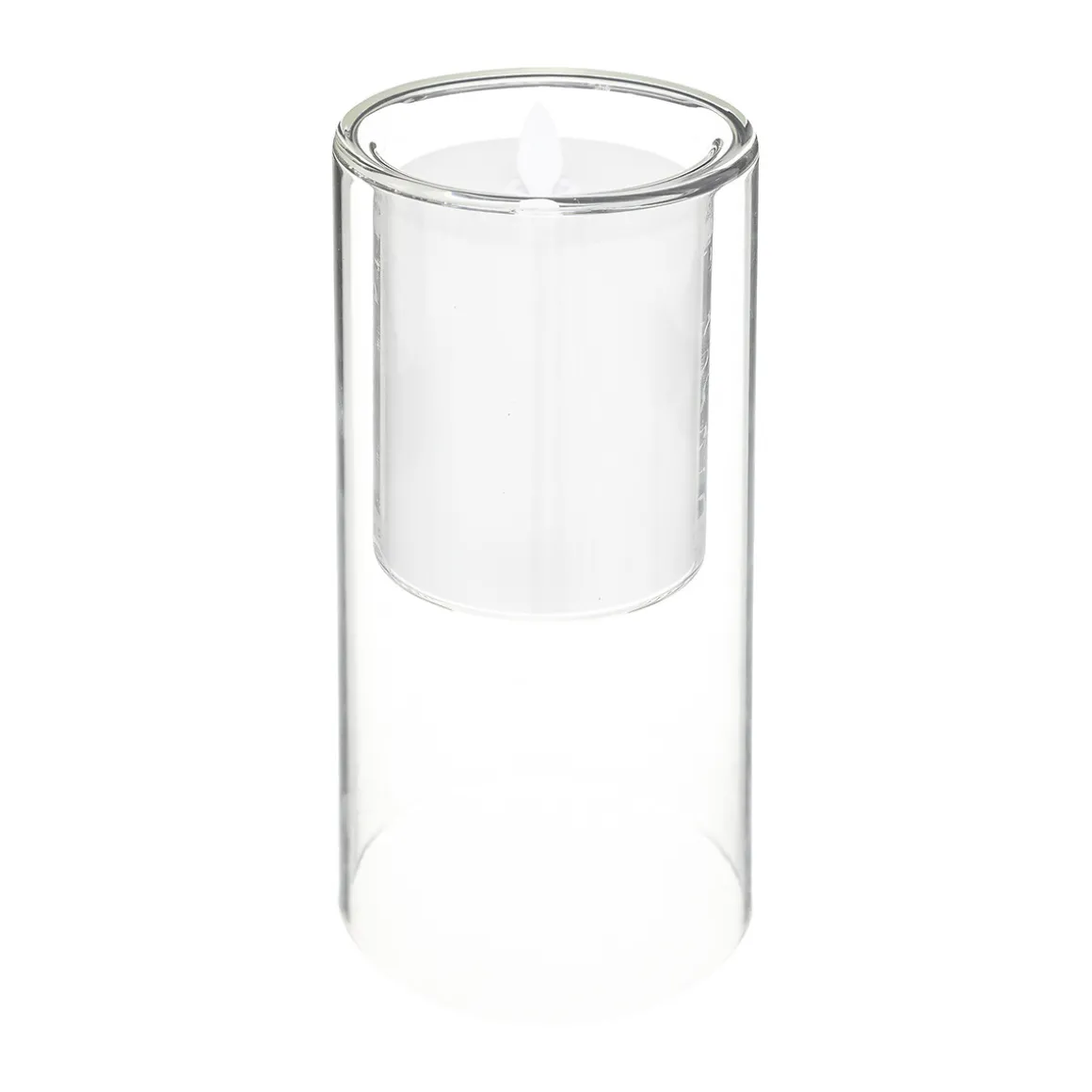 Set 3 velas led con portavelas de vidrio