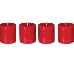 Set 4 Velas Rústicas Rojas 4.5Cm