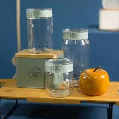 Set de 3 frascos de vidrio verde 425ml/660ml/1l