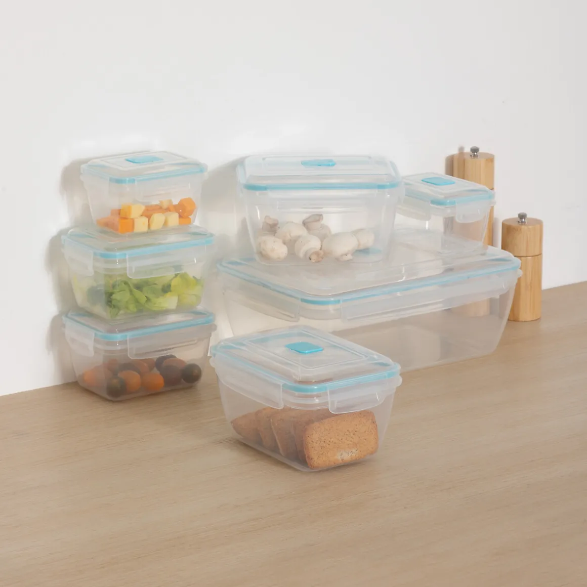 Set de 7 herméticos rectangulares de polipropileno