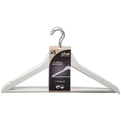 Set De 5 Perchas De Madera Blanca