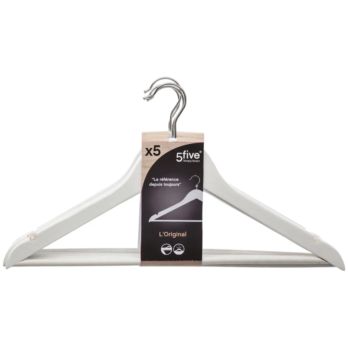 Set De 5 Perchas De Madera Blanca