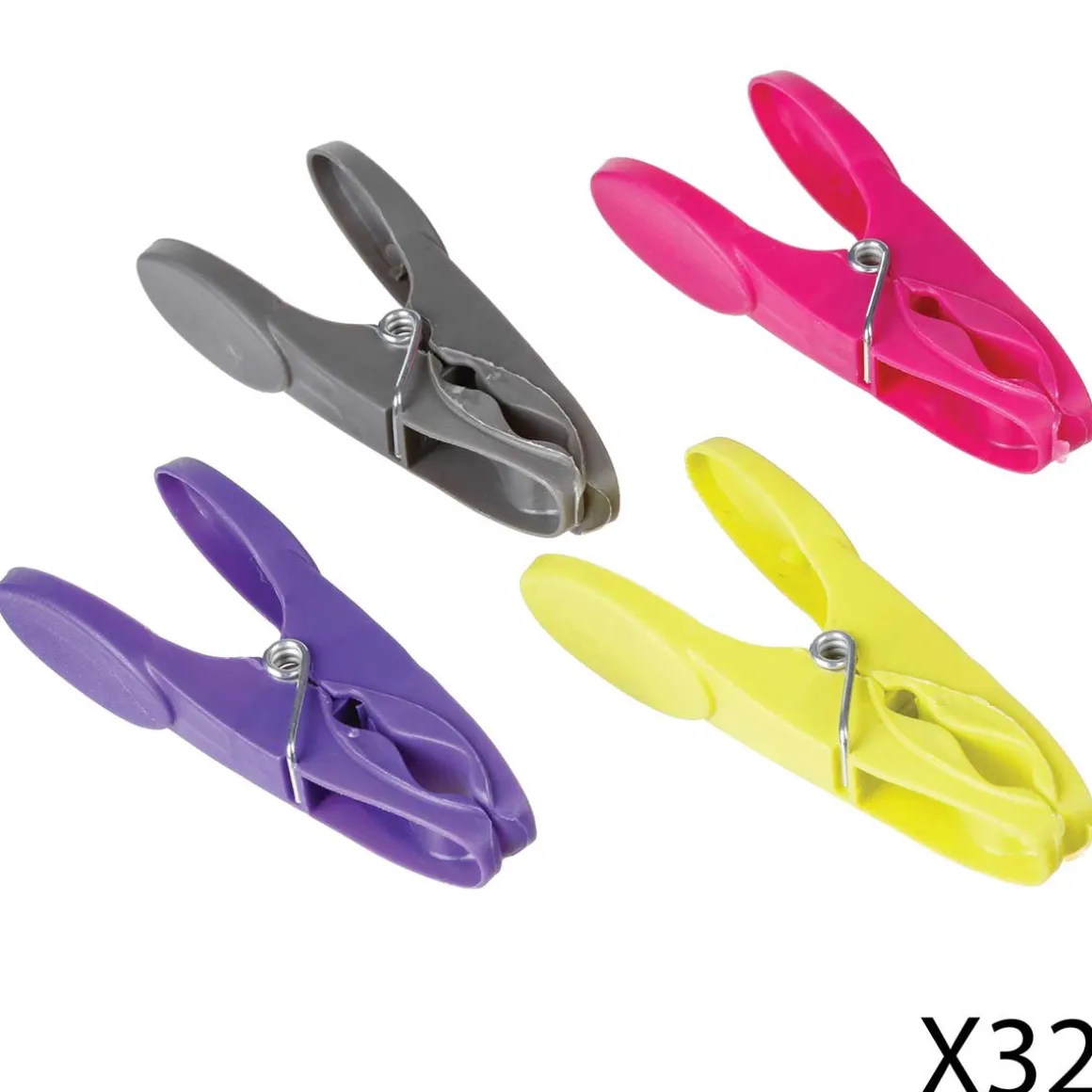 Set De 32 Pinzas Coloridas Para Ropa