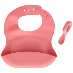 Set de babero y cuchara YUM rosa